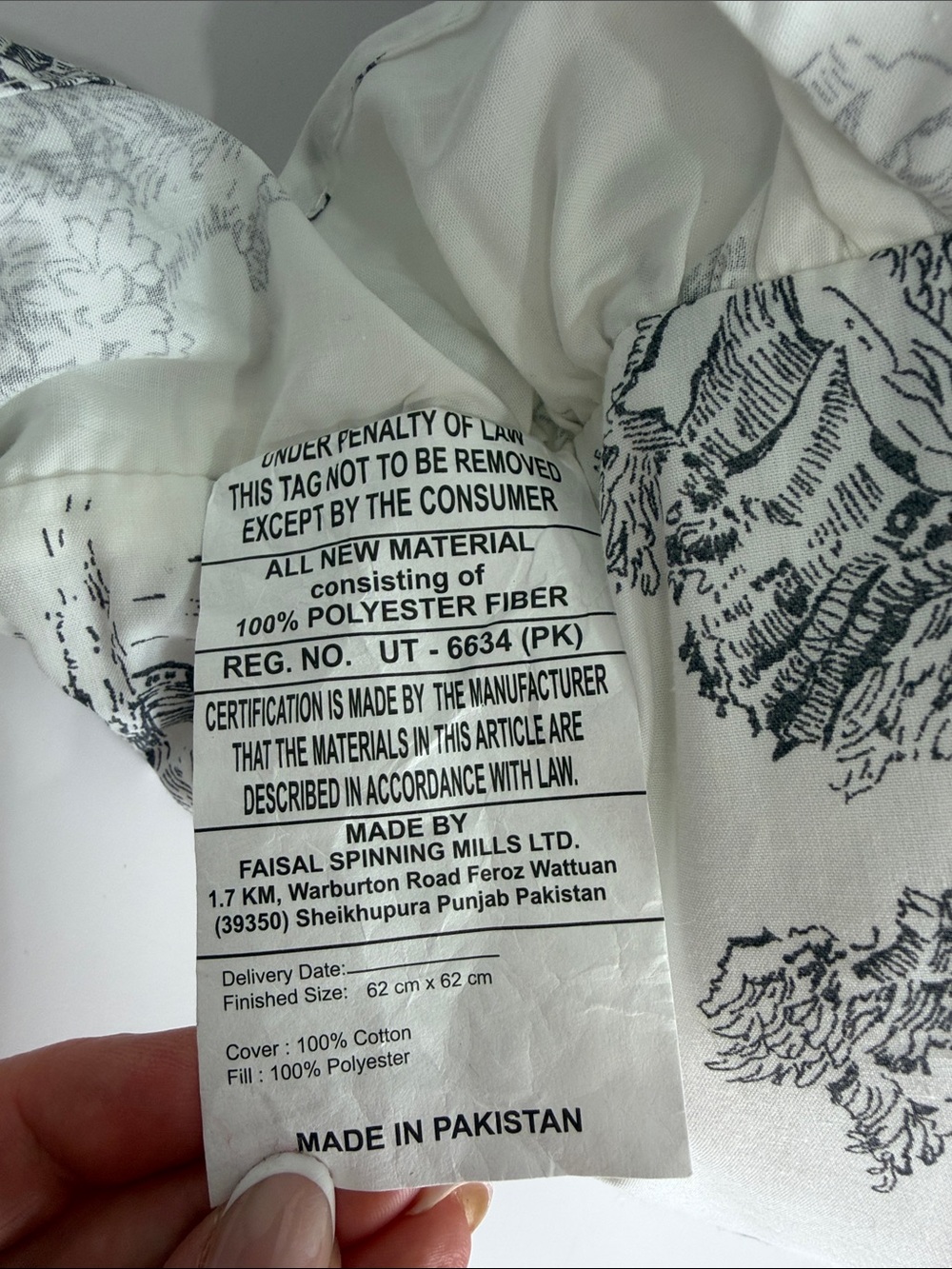 Cabbages & Roses London Black White Toile Ruffle Pillow 24.5” - Picture 5 of 5